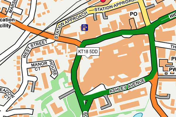 KT18 5DD map - OS OpenMap – Local (Ordnance Survey)