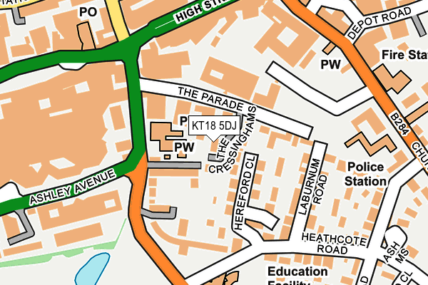 KT18 5DJ map - OS OpenMap – Local (Ordnance Survey)