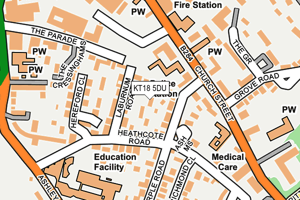 KT18 5DU map - OS OpenMap – Local (Ordnance Survey)