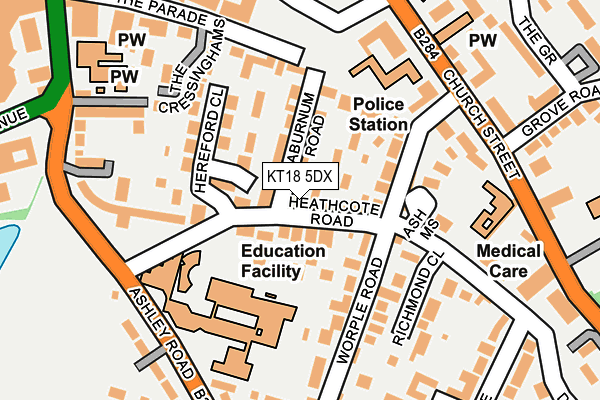 KT18 5DX map - OS OpenMap – Local (Ordnance Survey)