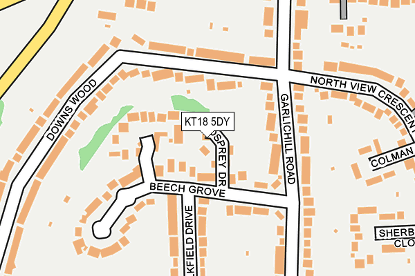 KT18 5DY map - OS OpenMap – Local (Ordnance Survey)