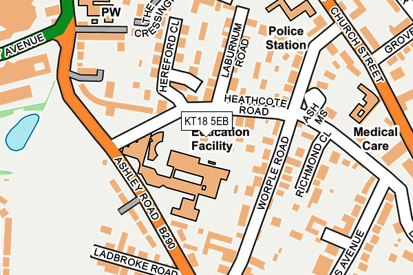 KT18 5EB map - OS OpenMap – Local (Ordnance Survey)