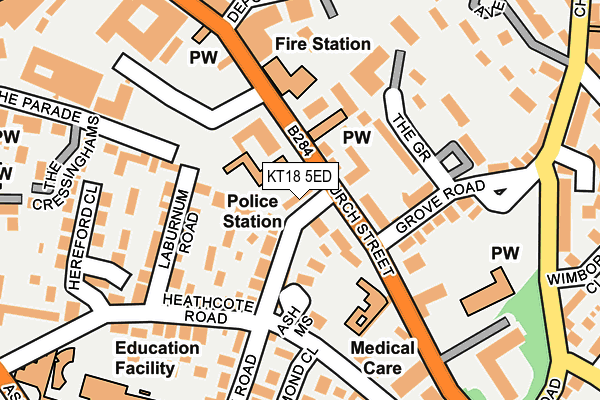 KT18 5ED map - OS OpenMap – Local (Ordnance Survey)
