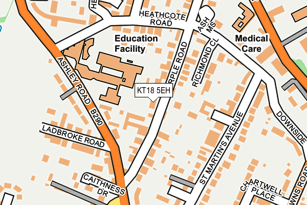 KT18 5EH map - OS OpenMap – Local (Ordnance Survey)