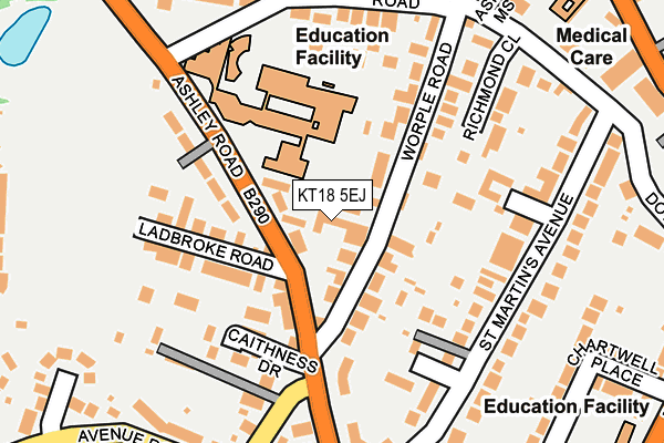KT18 5EJ map - OS OpenMap – Local (Ordnance Survey)