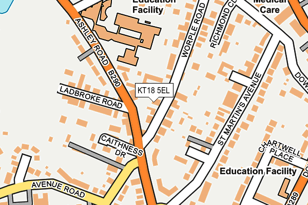 KT18 5EL map - OS OpenMap – Local (Ordnance Survey)
