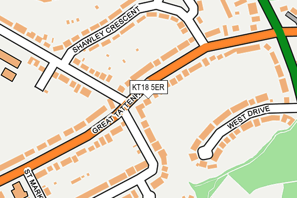 KT18 5ER map - OS OpenMap – Local (Ordnance Survey)