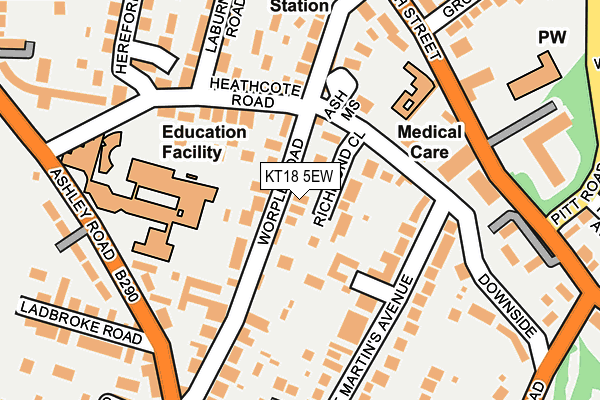 KT18 5EW map - OS OpenMap – Local (Ordnance Survey)