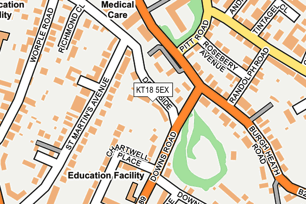 KT18 5EX map - OS OpenMap – Local (Ordnance Survey)