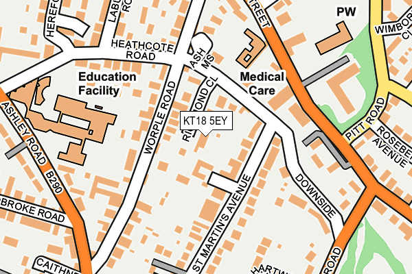 KT18 5EY map - OS OpenMap – Local (Ordnance Survey)