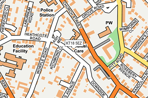 KT18 5EZ map - OS OpenMap – Local (Ordnance Survey)