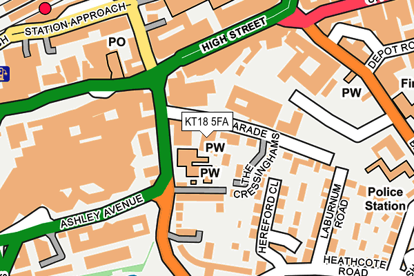 KT18 5FA map - OS OpenMap – Local (Ordnance Survey)