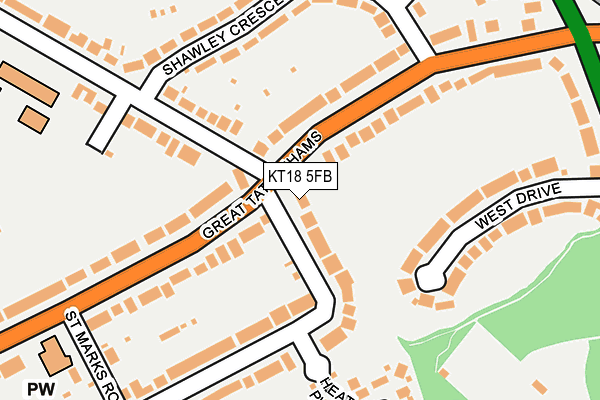 KT18 5FB map - OS OpenMap – Local (Ordnance Survey)