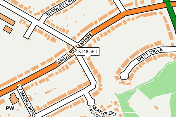 KT18 5FD map - OS OpenMap – Local (Ordnance Survey)