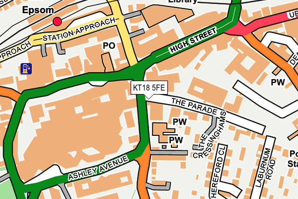 KT18 5FE map - OS OpenMap – Local (Ordnance Survey)