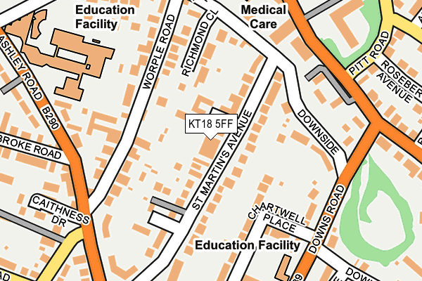 KT18 5FF map - OS OpenMap – Local (Ordnance Survey)