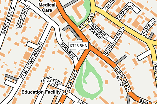 KT18 5HA map - OS OpenMap – Local (Ordnance Survey)