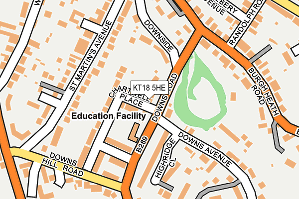 KT18 5HE map - OS OpenMap – Local (Ordnance Survey)