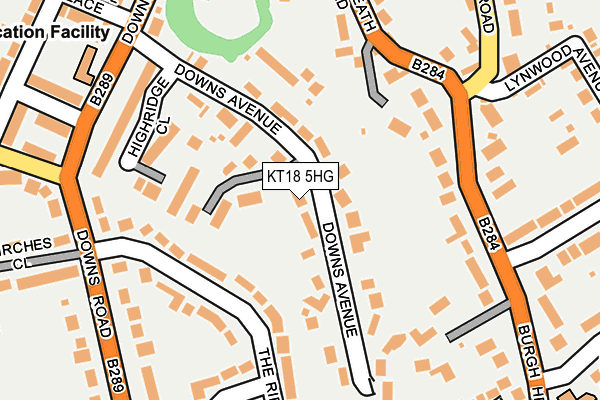 KT18 5HG map - OS OpenMap – Local (Ordnance Survey)