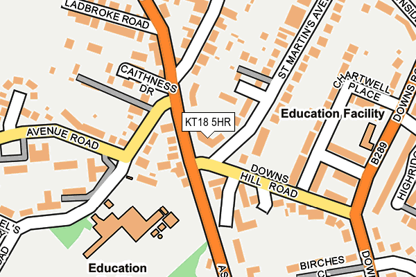 KT18 5HR map - OS OpenMap – Local (Ordnance Survey)