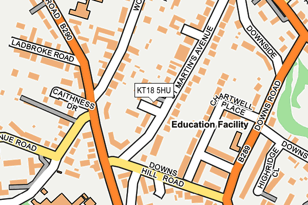 KT18 5HU map - OS OpenMap – Local (Ordnance Survey)