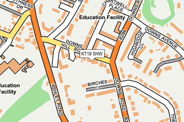 KT18 5HW map - OS OpenMap – Local (Ordnance Survey)