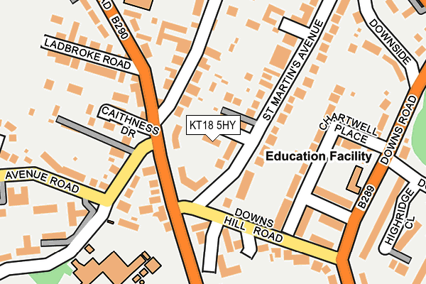 KT18 5HY map - OS OpenMap – Local (Ordnance Survey)