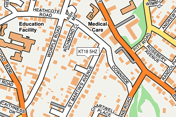 KT18 5HZ map - OS OpenMap – Local (Ordnance Survey)