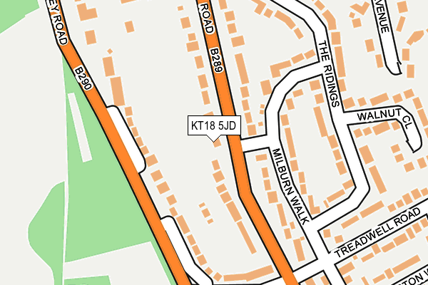 KT18 5JD map - OS OpenMap – Local (Ordnance Survey)
