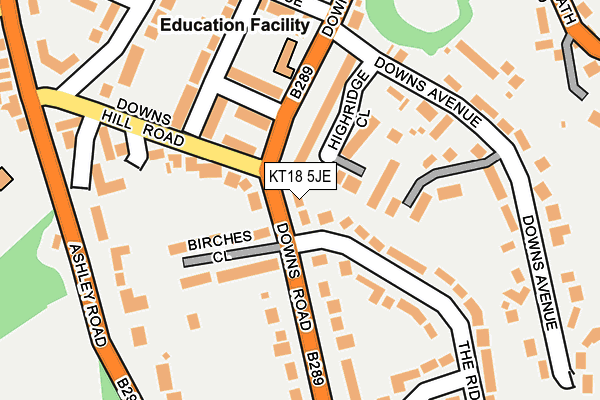 KT18 5JE map - OS OpenMap – Local (Ordnance Survey)