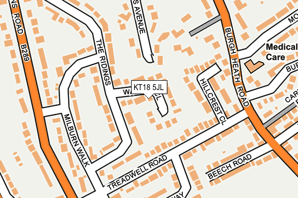 KT18 5JL map - OS OpenMap – Local (Ordnance Survey)