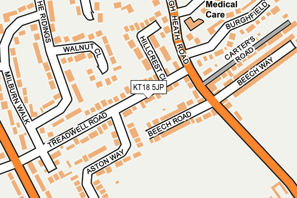 KT18 5JP map - OS OpenMap – Local (Ordnance Survey)