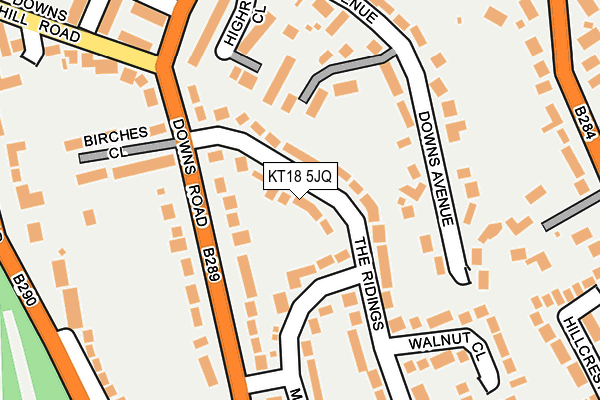 KT18 5JQ map - OS OpenMap – Local (Ordnance Survey)
