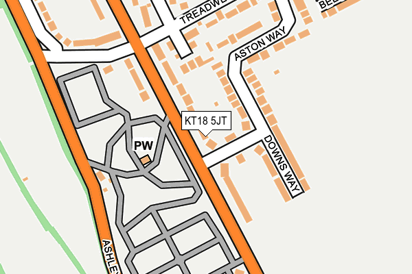 KT18 5JT map - OS OpenMap – Local (Ordnance Survey)