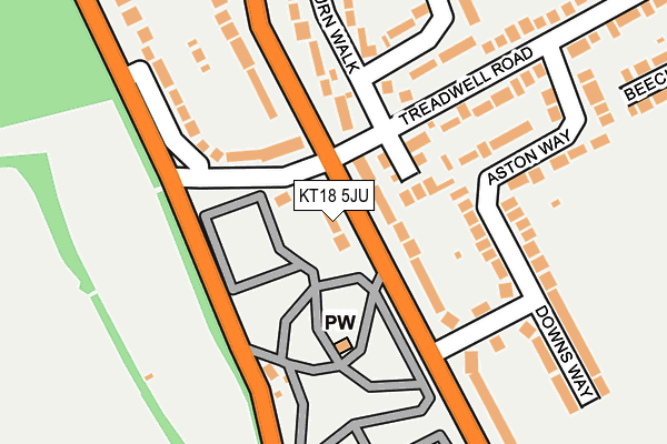 KT18 5JU map - OS OpenMap – Local (Ordnance Survey)