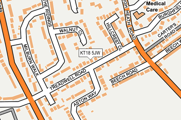 KT18 5JW map - OS OpenMap – Local (Ordnance Survey)