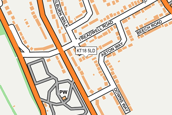 KT18 5LD map - OS OpenMap – Local (Ordnance Survey)