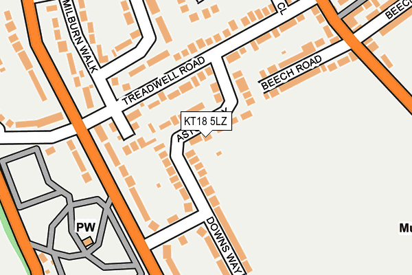 KT18 5LZ map - OS OpenMap – Local (Ordnance Survey)