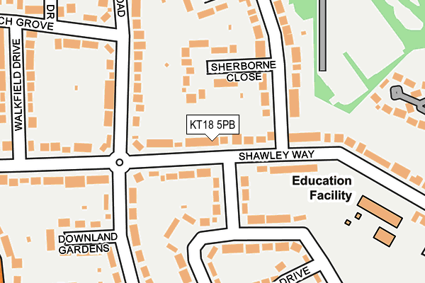KT18 5PB map - OS OpenMap – Local (Ordnance Survey)