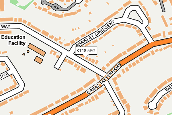 KT18 5PG map - OS OpenMap – Local (Ordnance Survey)