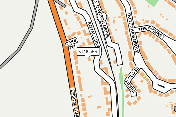 KT18 5PR map - OS OpenMap – Local (Ordnance Survey)