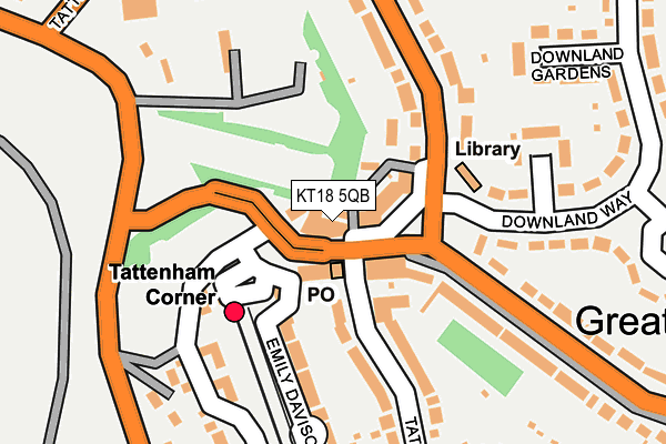KT18 5QB map - OS OpenMap – Local (Ordnance Survey)