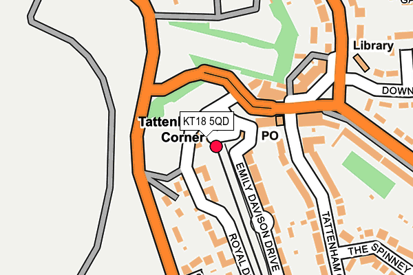 KT18 5QD map - OS OpenMap – Local (Ordnance Survey)