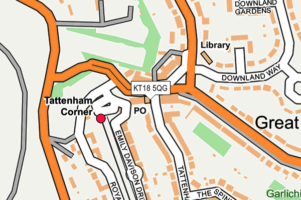 KT18 5QG map - OS OpenMap – Local (Ordnance Survey)