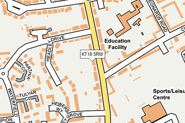 KT18 5RW map - OS OpenMap – Local (Ordnance Survey)