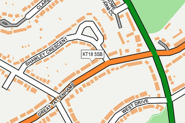 KT18 5SB map - OS OpenMap – Local (Ordnance Survey)