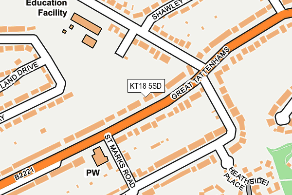 KT18 5SD map - OS OpenMap – Local (Ordnance Survey)
