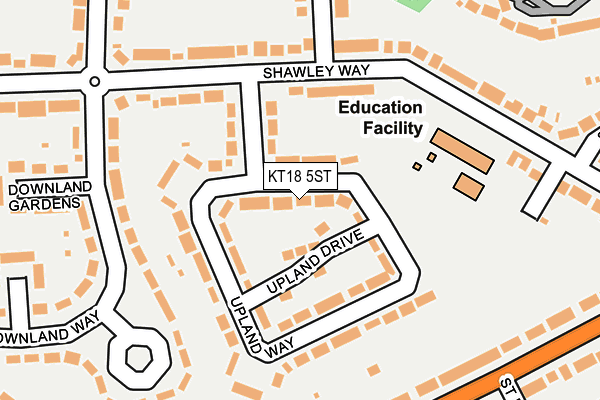 KT18 5ST map - OS OpenMap – Local (Ordnance Survey)