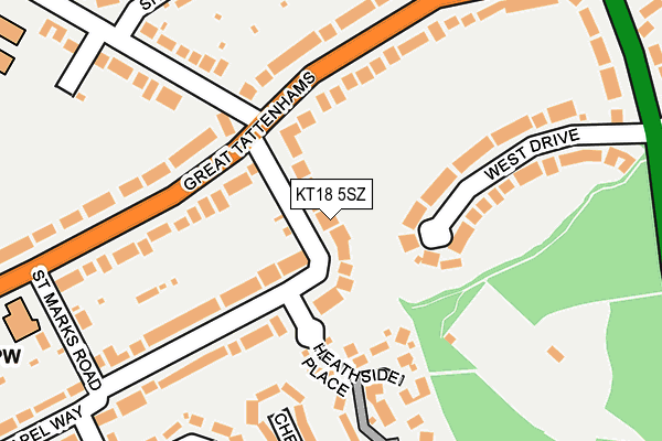 KT18 5SZ map - OS OpenMap – Local (Ordnance Survey)