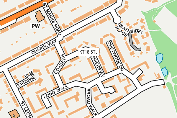 KT18 5TJ map - OS OpenMap – Local (Ordnance Survey)